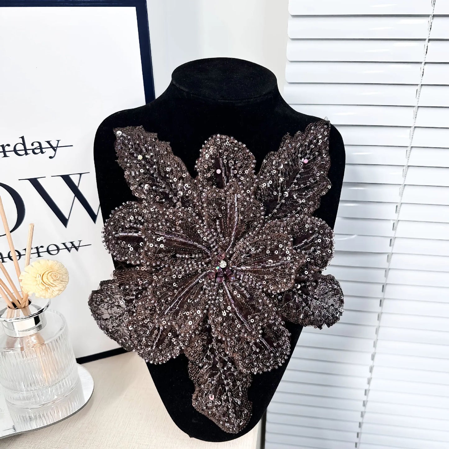 White Multi-Layer Lace Sequin 3D Flower Patch – DIY Clothing Decorative Applique