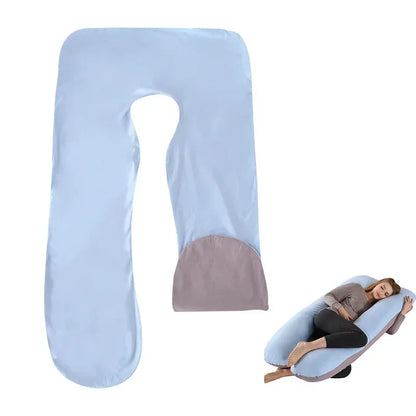 Cotton Maternity U-Shaped Body Pillow Case – 140/150cm Removable & Washable Cover for Pregnancy Support