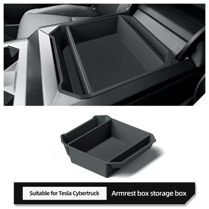 Tesla Cybertruck Center Console Storage Organizer – Armrest Box Tray for Car Interior Tidying & Pickup Accessories