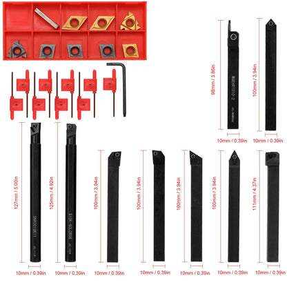 8-16mm Lathe Turning Tool Holder — Boring Bar & CNC Metal Cutter Rod with Shank and Inserts