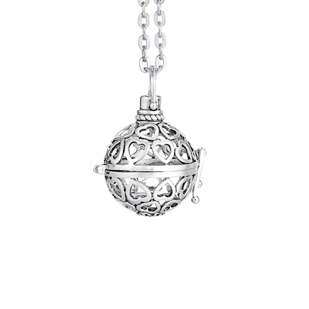 Vintage Mexico Angel Ball Chime Necklace – Antique Locket Aromatherapy Essential Oil Diffuser