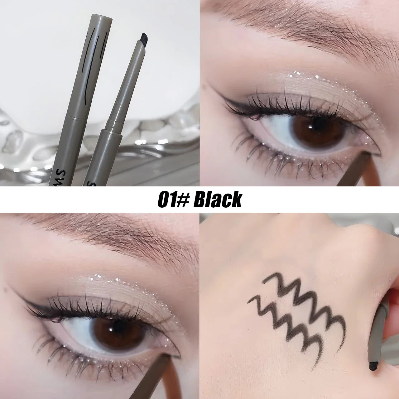 Silky Long-Lasting Waterproof Eyeliner Pencil – Natural Matte Wine Red Eye Makeup Pen
