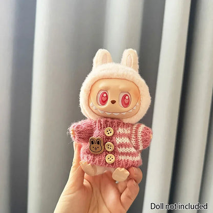Labubu Doll Clothes Outfit (15-17cm) – Sitting Party Bear Accessories with Scarf, Hat & Bag