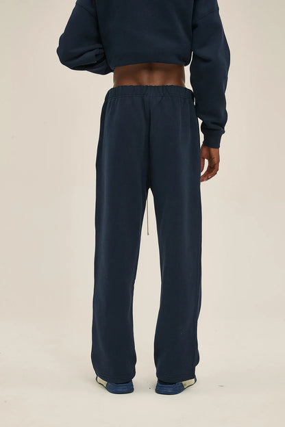 Straight-Lined Solid Color Cashmere Sweatpants – Soft Cozy Lounge Pants