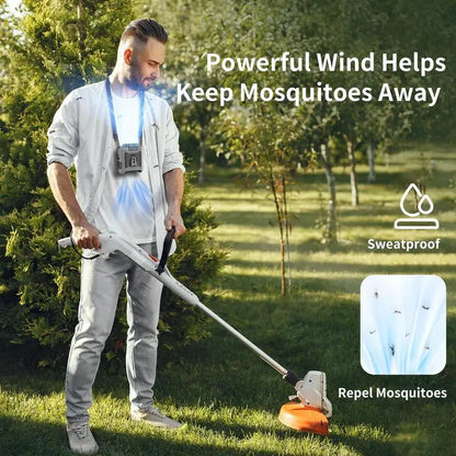 Socool 10000mAh Portable Waist & Neck Fan — Handheld Ultra-Strong Wind with Phone Charging & LED Light for Outdoor Work