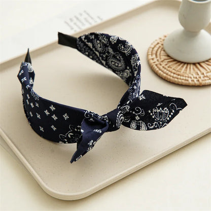 Fashion Paisley Bandana Headband — Knotted Bow Rabbit Ear Turban Hairwrap for Women & Girls