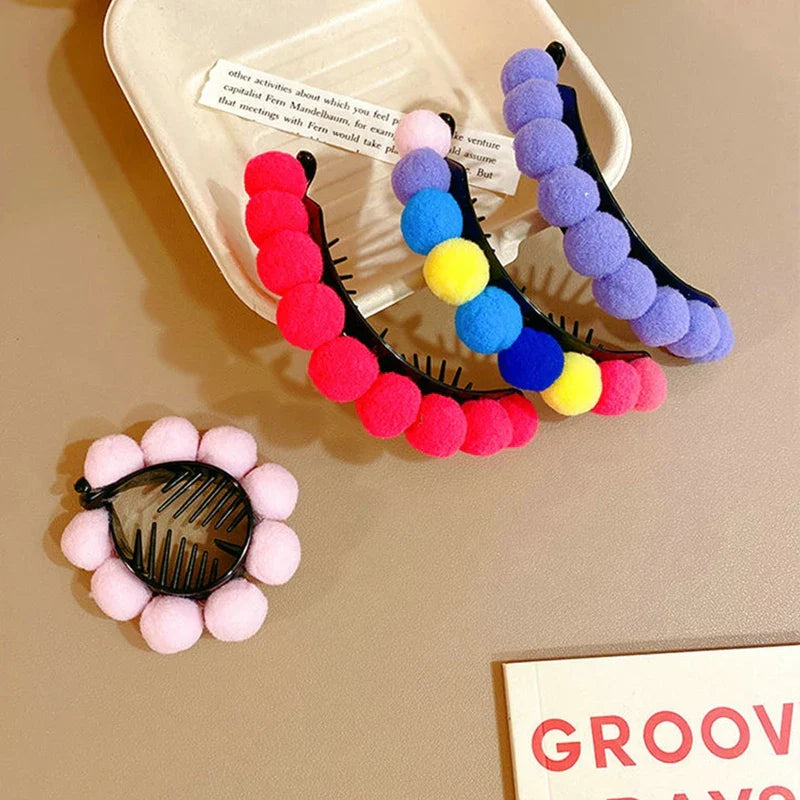 Kid's Fruit Hair Claw: Adorable Hair Clip Ornament with Hairball Design - Non-Injury Headwear for Girls' Cute Hairstyles
