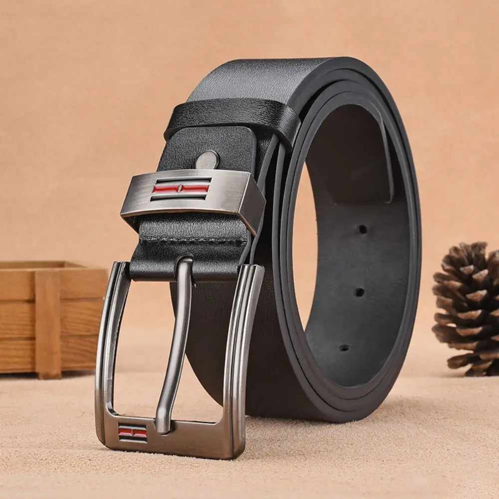 Genuine Leather Men's Belt – High-Quality Buckle, Cowskin Casual & Business Waistband, Cowboy Fashion 2024 New