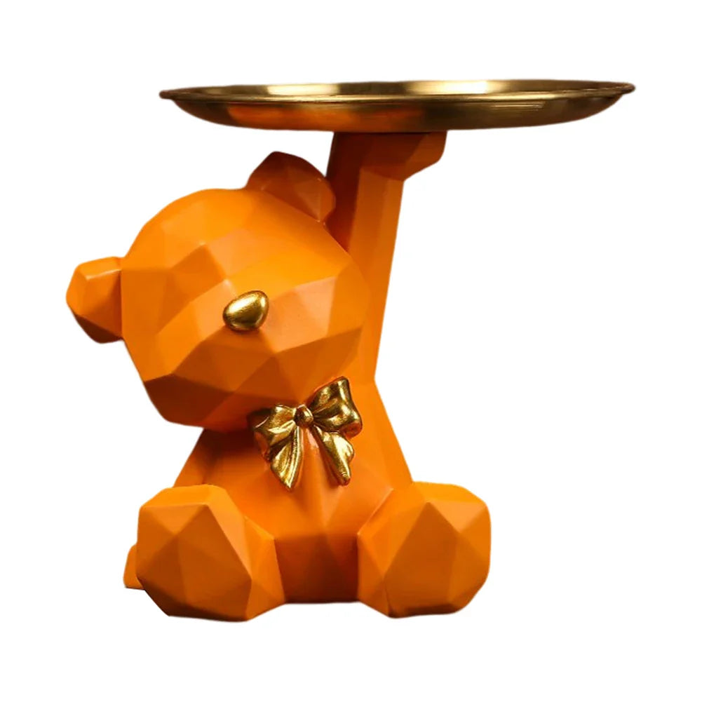 Geometric Bear Key Holder – Resin Figurine for Desk & Entrance Decoration