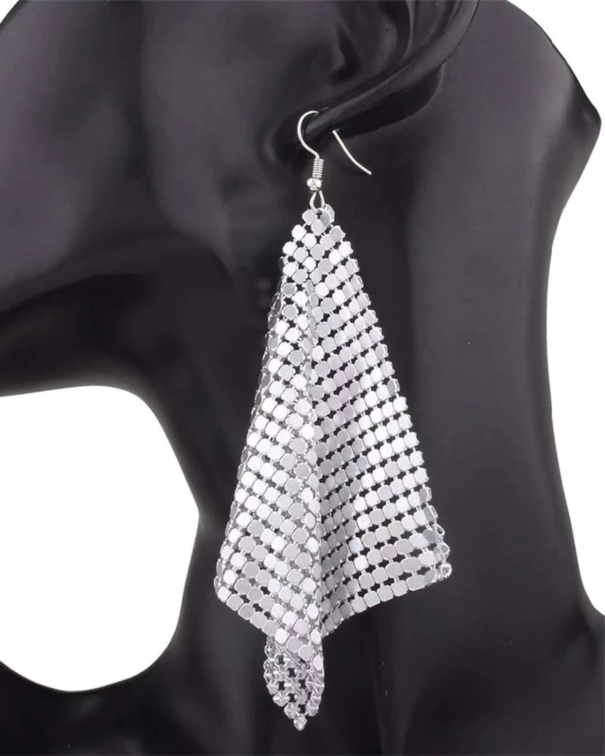 Women’s Metal Sequin Drop Earrings - Long Geometric Tassel Statement Jewelry for Wedding & Party Style