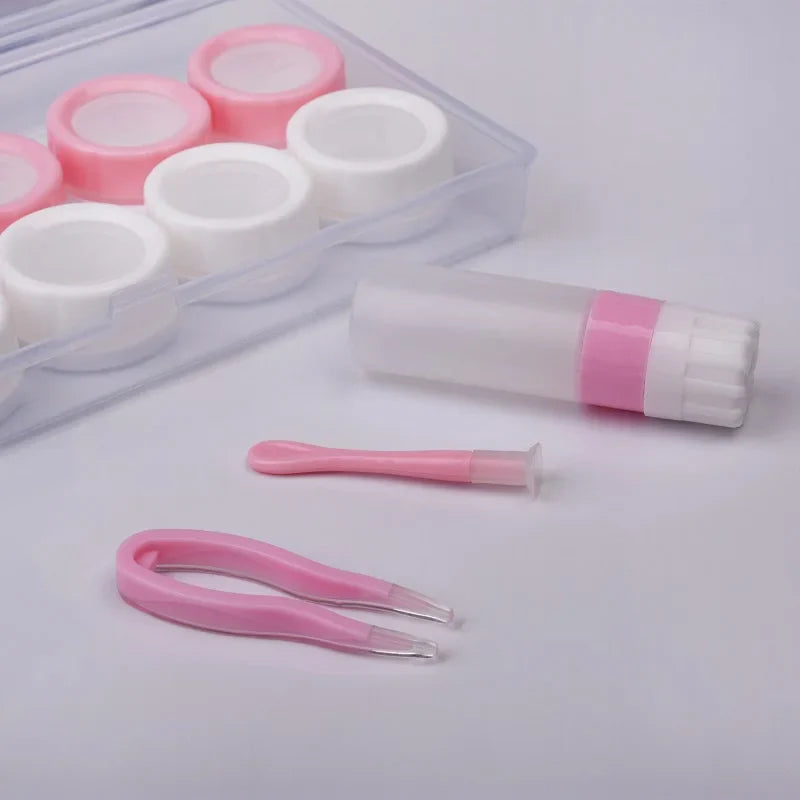 5-Pack Macaron Contact Lens Case Set – Dual Storage Display Box Travel Kit Portable Lens Holder for Easy Carrying