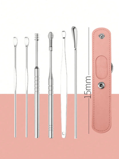 Stainless Steel Ear Cleaning Tool Kit – Ear Pick & Earwax Remover with Storage Bag