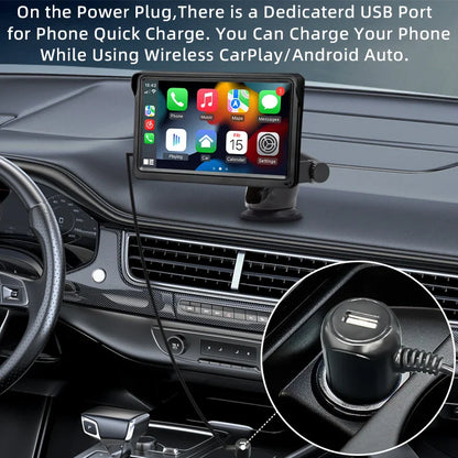 Hippcron 7-Inch Portable Car Radio Multimedia Player – Wireless CarPlay & Android Auto Universal Touchscreen