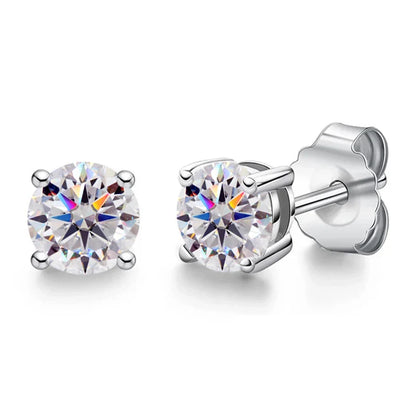 Real Moissanite Diamond Stud Earrings 0.1–3CT – S925 Silver, Platinum Plated Wedding & Bridal Jewelry, GRA Certified