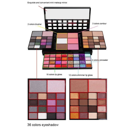 40/74/78 Color Glitter Eyeshadow Palette - Matte Waterproof Long-Lasting Makeup Kit for Women