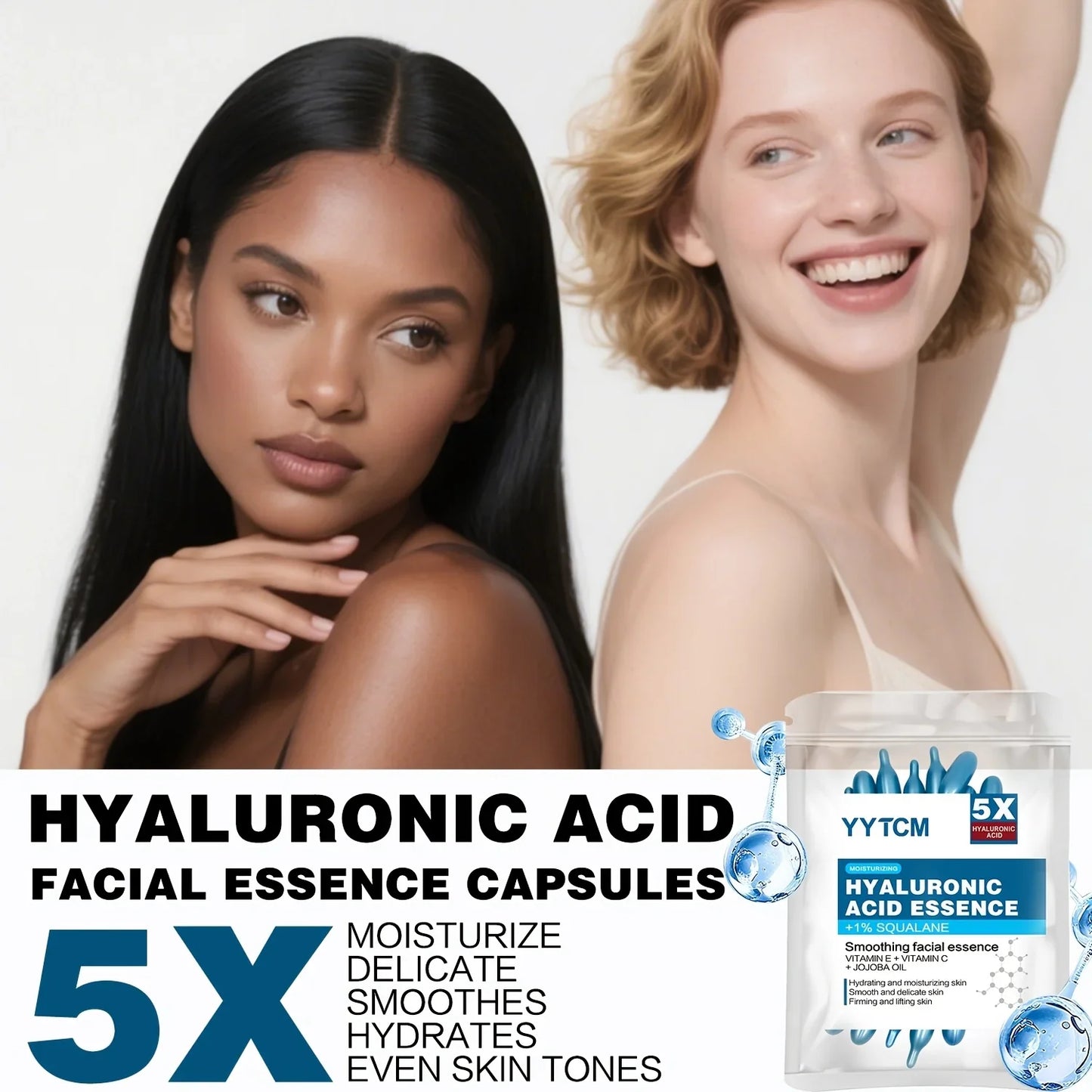Hyaluronic Acid Deep Moisturizing Capsule Essence – Brightening Skin Serum (0.4g x 30 Capsules) Hydrating Skincare Treatment