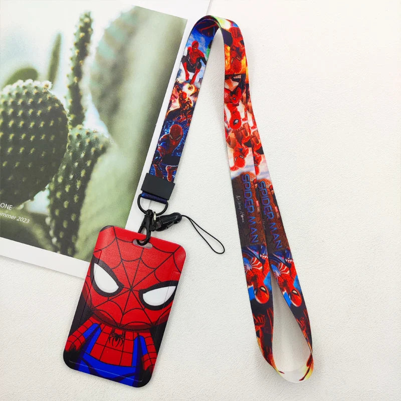 Disney Superhero ID Badge Holder Lanyard — Cartoon Neck Strap for Subway Card, Boys & Kids Campus Credential Case
