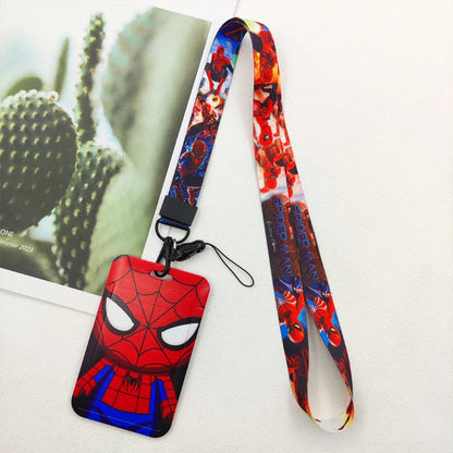 Disney Superhero ID Badge Holder Lanyard — Cartoon Neck Strap for Subway Card, Boys & Kids Campus Credential Case