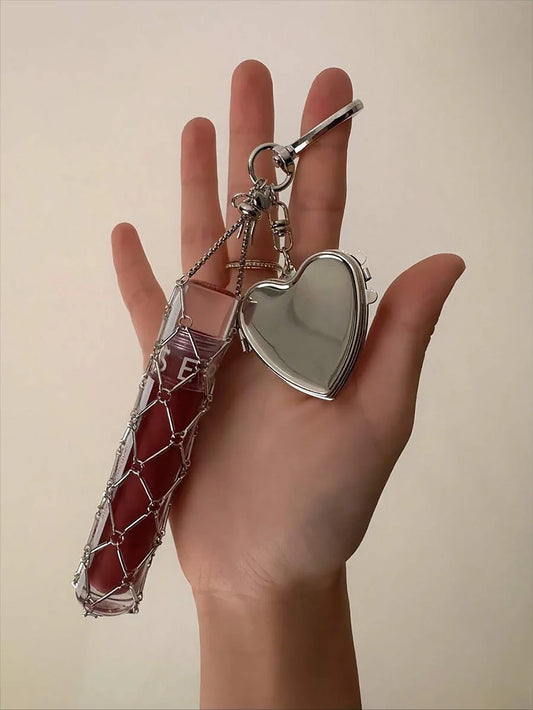 Metal Lipstick Holder with Mirror - Portable Hanging Makeup Storage Organizer