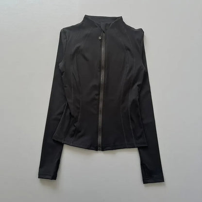 Women’s Full-Zip Athletic Jacket - Slim Fit Quick-Dry Long Sleeve Sports Coat with Thumb Holes for Running, Gym & Yoga