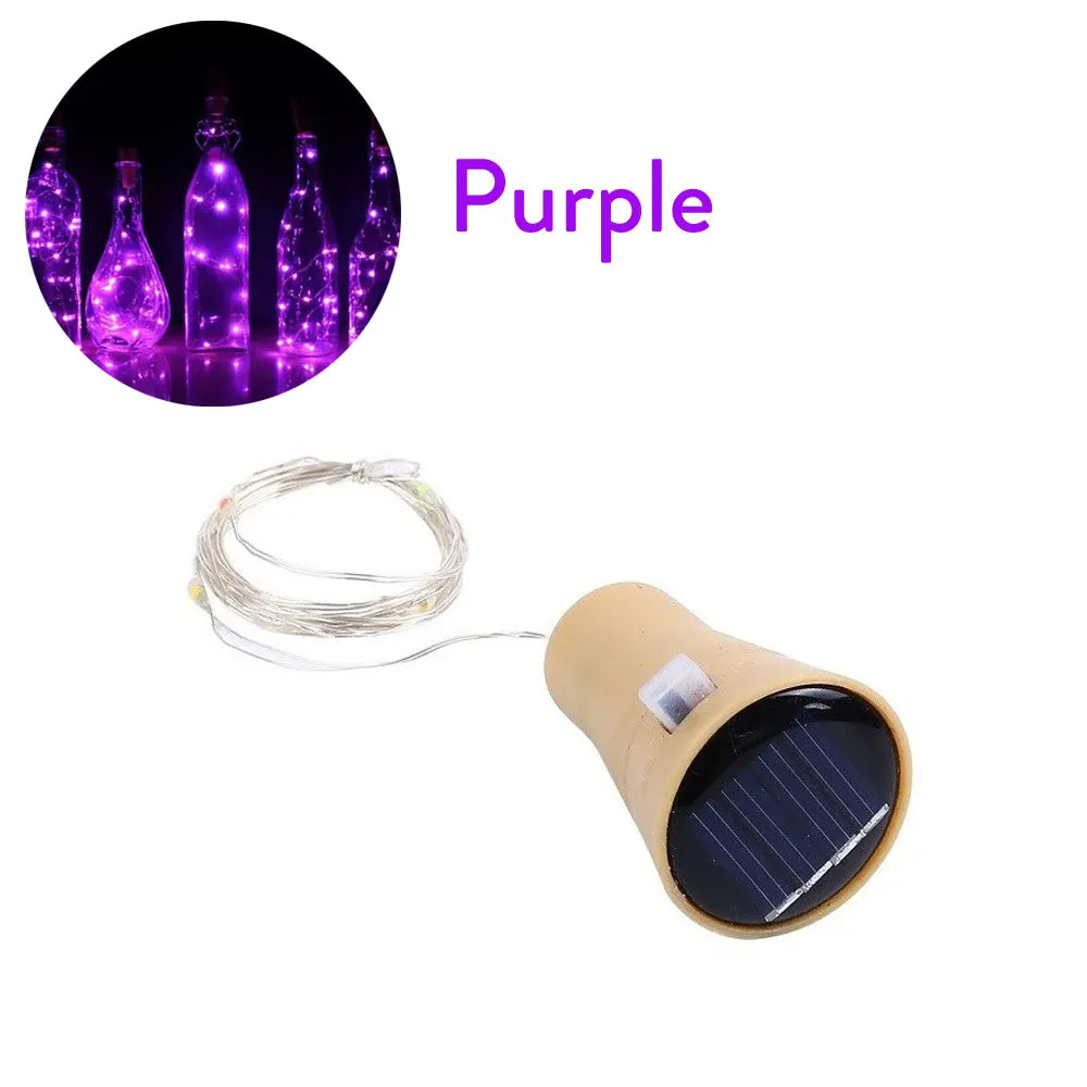 Solar Wine Bottle Lights – 10LED/15LED/20LED Cork Shape Fairy Lights, Copper Wire Garland for Christmas & Home Room Decoration