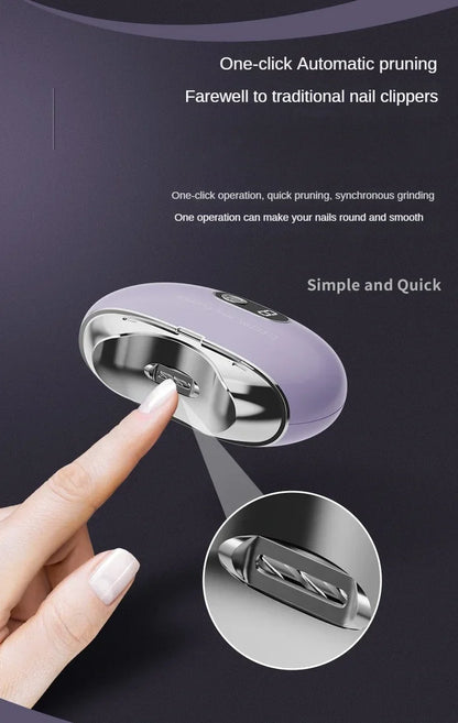 Electric Nail Clipper & Grinder – Rechargeable 3-Speed Nail Cutter, Low Noise, Safe & Easy Operation for Adults, Kids, and Nursing Care