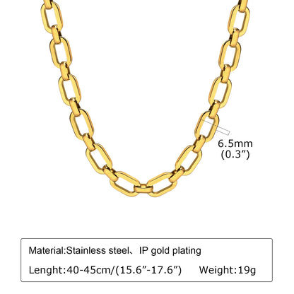Chunky Gold-Plated Link Necklace — Stainless Steel Oval Chain Choker for Women, Minimalist Jewelry