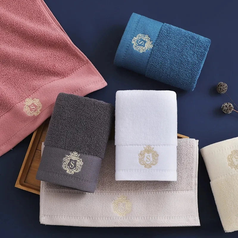 3-Piece Cotton Towel Set – 2 Hand Face Towels 35x75cm + 1 Bath Towel 70x140cm Soft Washcloth Gift Set