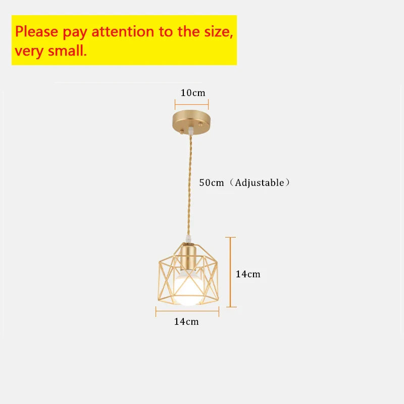 Modern LED Pendant Light - Iron Gold Black Minimalist Metal Cage Pendant Lamp - Living Room, Restaurant, Shop, Bar Fixture Decoration