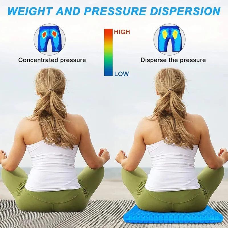 Gel Seat Cushion – Double Thick Egg Gel Pad for Pressure Relief, Breathable Soft Cushion for Car & Office Chair