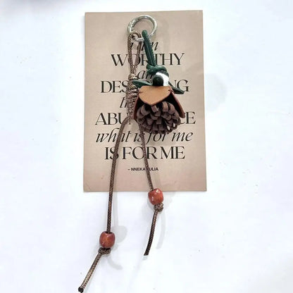 Handmade Pinecone Flower Ball Bag Charm – Cute Tassel Rope Keychain Pendant for Purses & Handbags