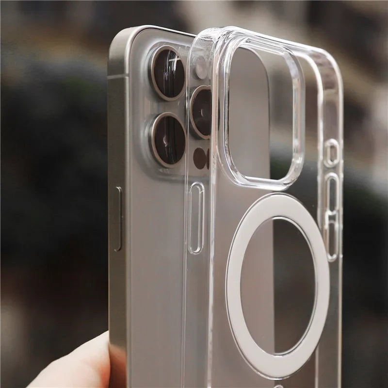 Original Animation Magnetic Case for iPhone 12-16 Pro Max — Transparent Hard PC Cover with MagSafe