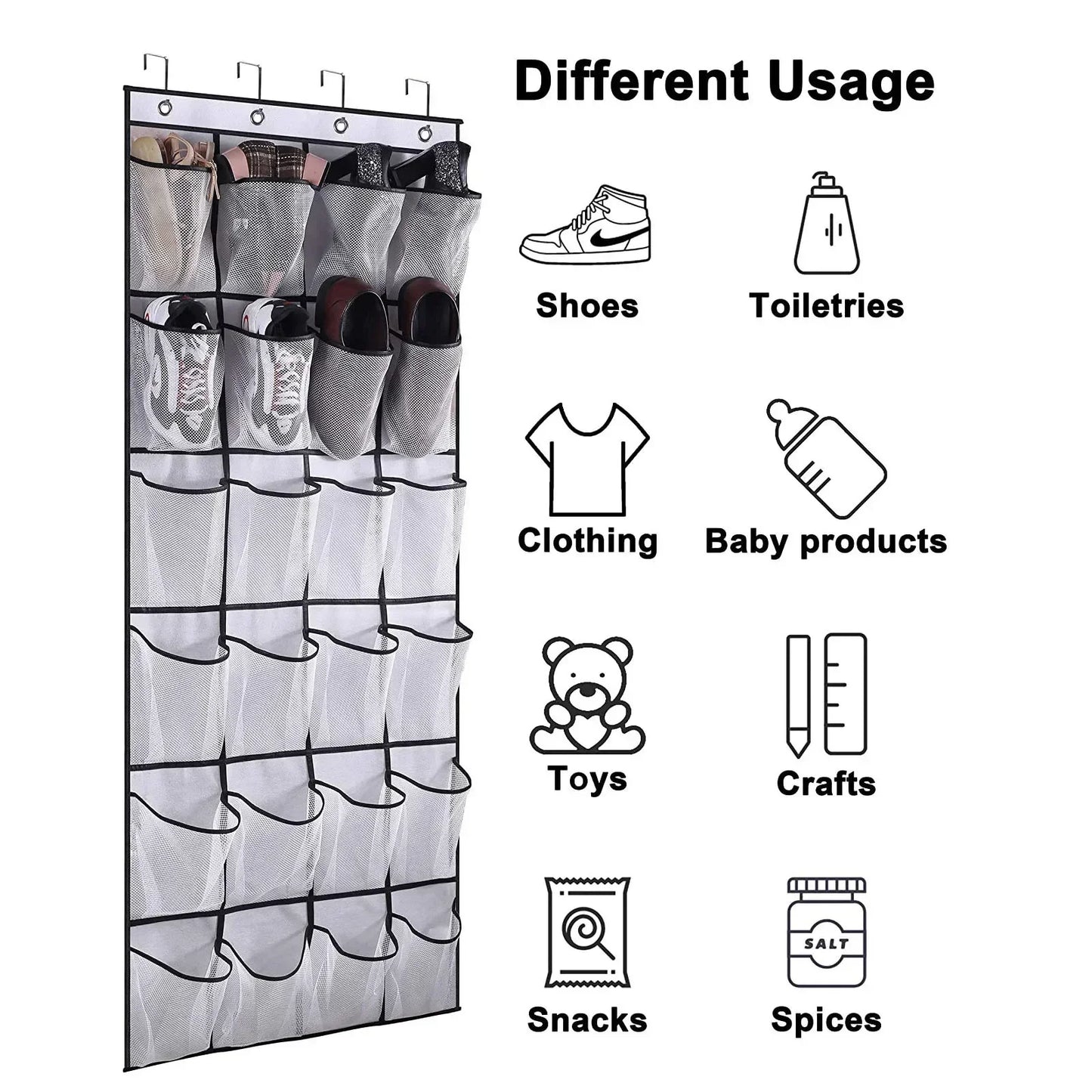 Over The Door Shoe Organizer - 12/14/24/28/35/40 Pocket Large Mesh Hanging Rack for Closet Shoe Storage