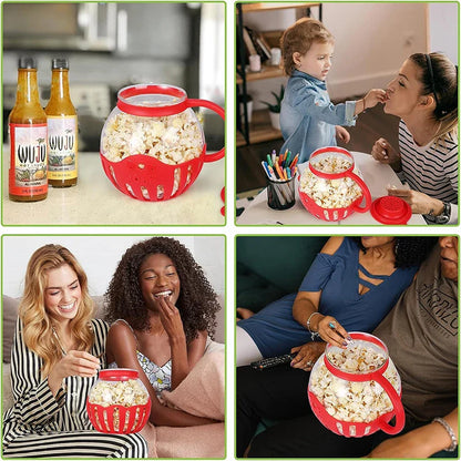 LMETJMA 2.25QT Microwave Glass Popcorn Popper with Silicone Lid - Temperature Safe JT186 Microwave Popcorn Maker