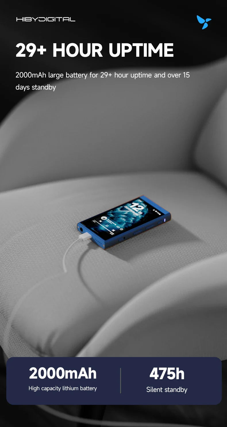 HiBy Digital M300 Android 13 Music Player - MP3, HiFi Audio, Bluetooth, WiFi, USB DAC, DSD, FM Radio, Dual Mic, Built-in Speaker, 29hr Battery