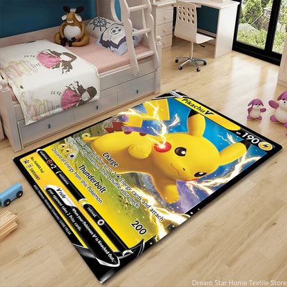 Pikachu Anime Area Rug - Non-Slip Pokemon Inspired Carpet for Living Room Kids Bedroom Home Decor