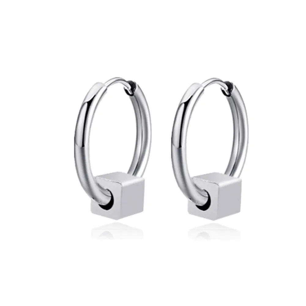 Long Hanging Cross & Leaf Hoop Earrings – Vintage Stainless Steel Hip Hop Unisex Jewelry Accessories