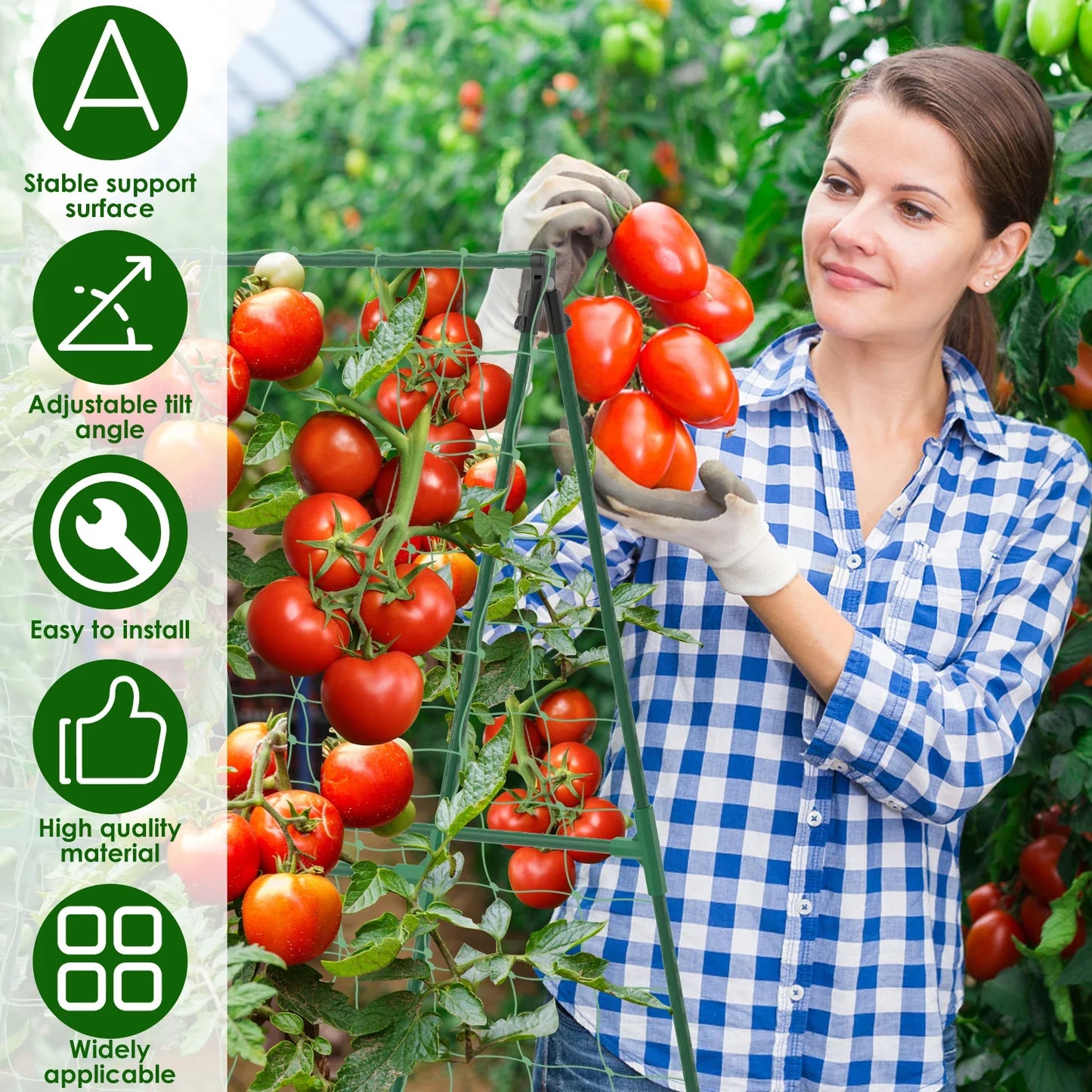 A-Frame Garden Trellis for Cucumbers & Tomatoes – Detachable Climbing Plant Support Frame
