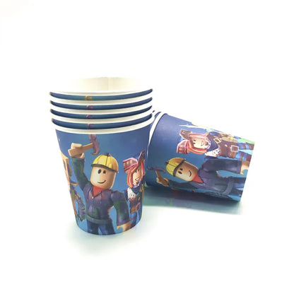 Hot Robot Roblox Kids Party Supplies Set – Disposable Tableware with Paper Plates, Cups, Balloons for Birthday & Baby Shower Decorations