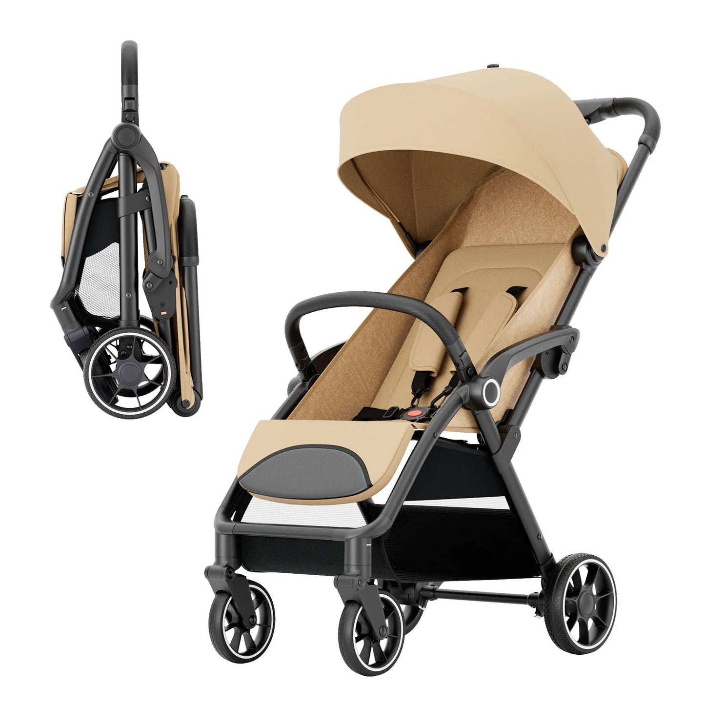 Foldable Luxury Baby Stroller Seat with 360° Swivel – Portable Newborn & Toddler Carriage