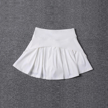 2024 Summer Women’s Anti-Glare Pleated Skirt – High Waist Ice Sports Short A-Line Half Skirt with Elastic Waist