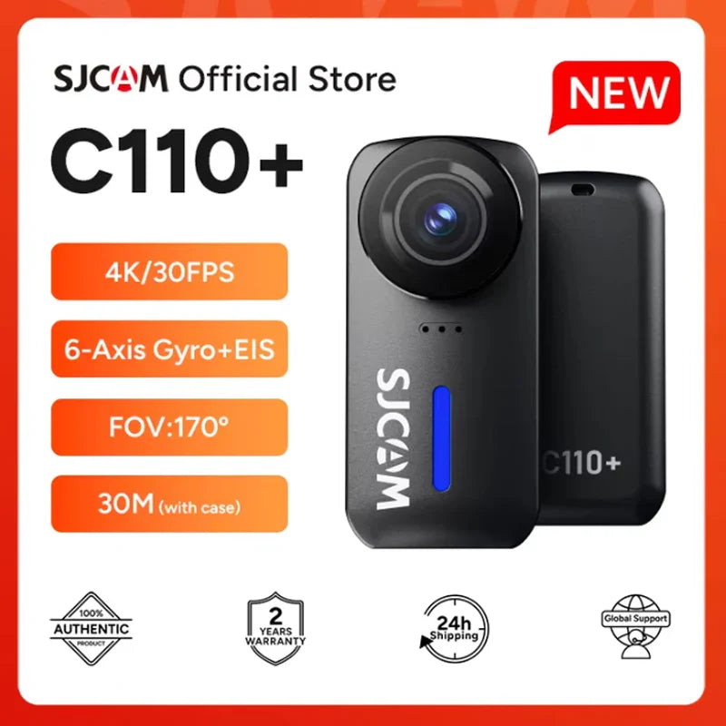 SJCAM C110+ 4K Action Camera – 30fps, 6-Axis GYRO, WiFi Remote, 1050mAh, Portable Sports DV for Helmet & Motorcycle