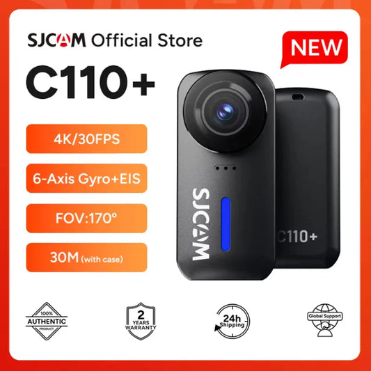 SJCAM C110+ 4K Action Camera – 30fps, 6-Axis GYRO, WiFi Remote, 1050mAh, Portable Sports DV for Helmet & Motorcycle