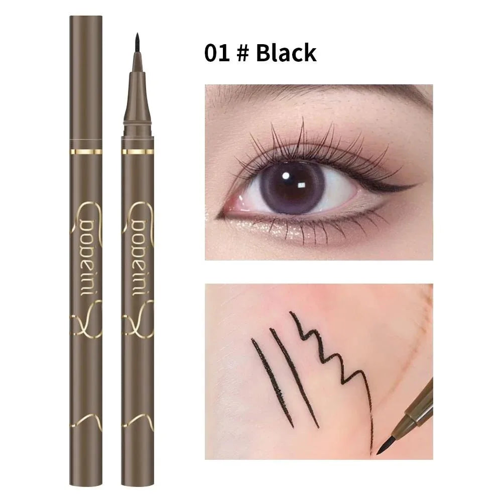 Waterproof Quick-Dry Liquid Eyeliner — Ultra-Fine Matte Black & Brown, Long-Lasting Silkworm Eye Makeup Gift