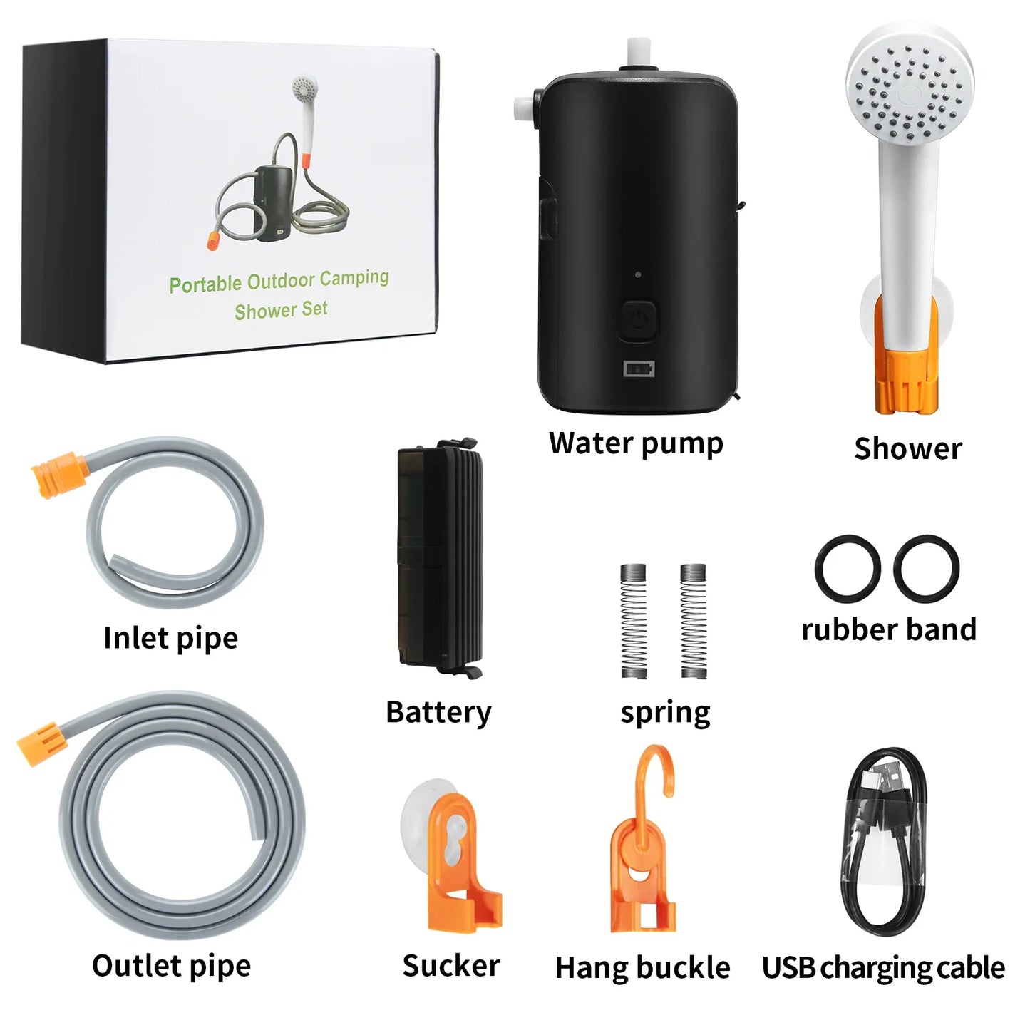 2023 Portable Electric Camping Shower – 4400mAh USB Rechargeable, 2 Flow Modes with Battery Display, 8.2ft Hose