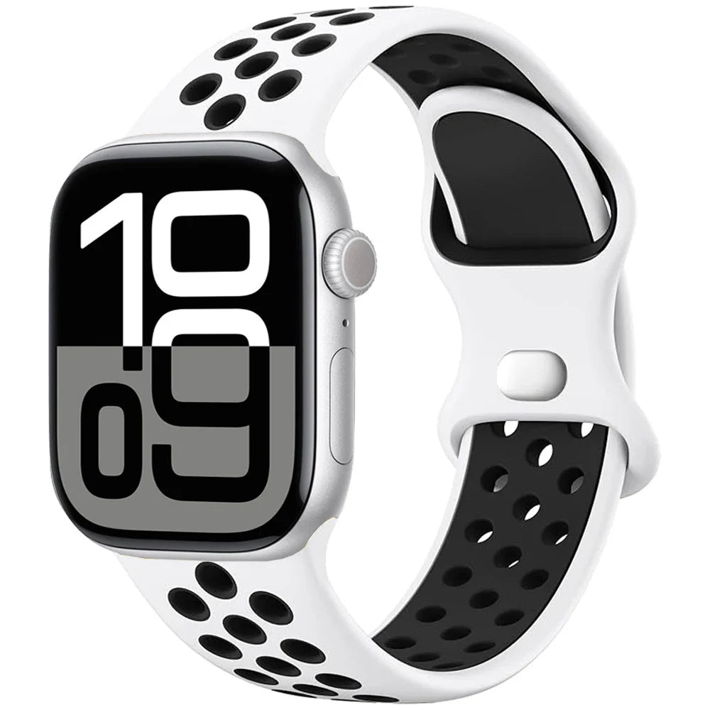 Silicone Apple Watch Strap - Breathable Wristband for Watch 11/10/9/8/7 Ultra 3/2 SE Series 49mm-41mm