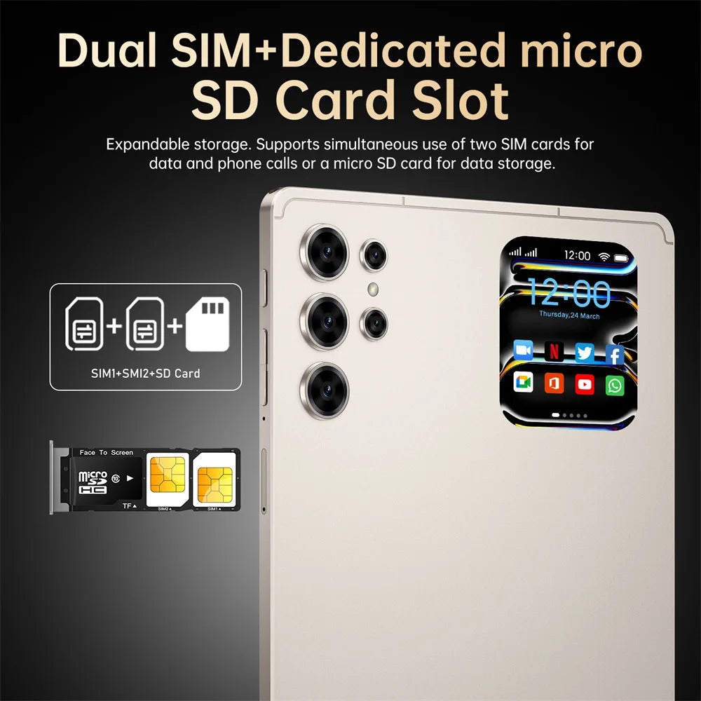 2026 Pad 25 Pro 10.1" Android Tablet – 22GB+2TB, 4G/5G Dual SIM, 10000mAh Kids & Global Version