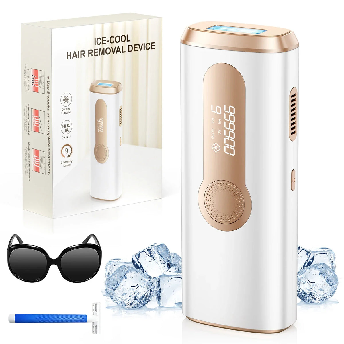 990000 Flash Laser IPL Hair Removal Machine – Painless Permanent Body & Facial Epilator for Men & Women | Bikini, Underarm & Full Body At-Home Hair Remover Device