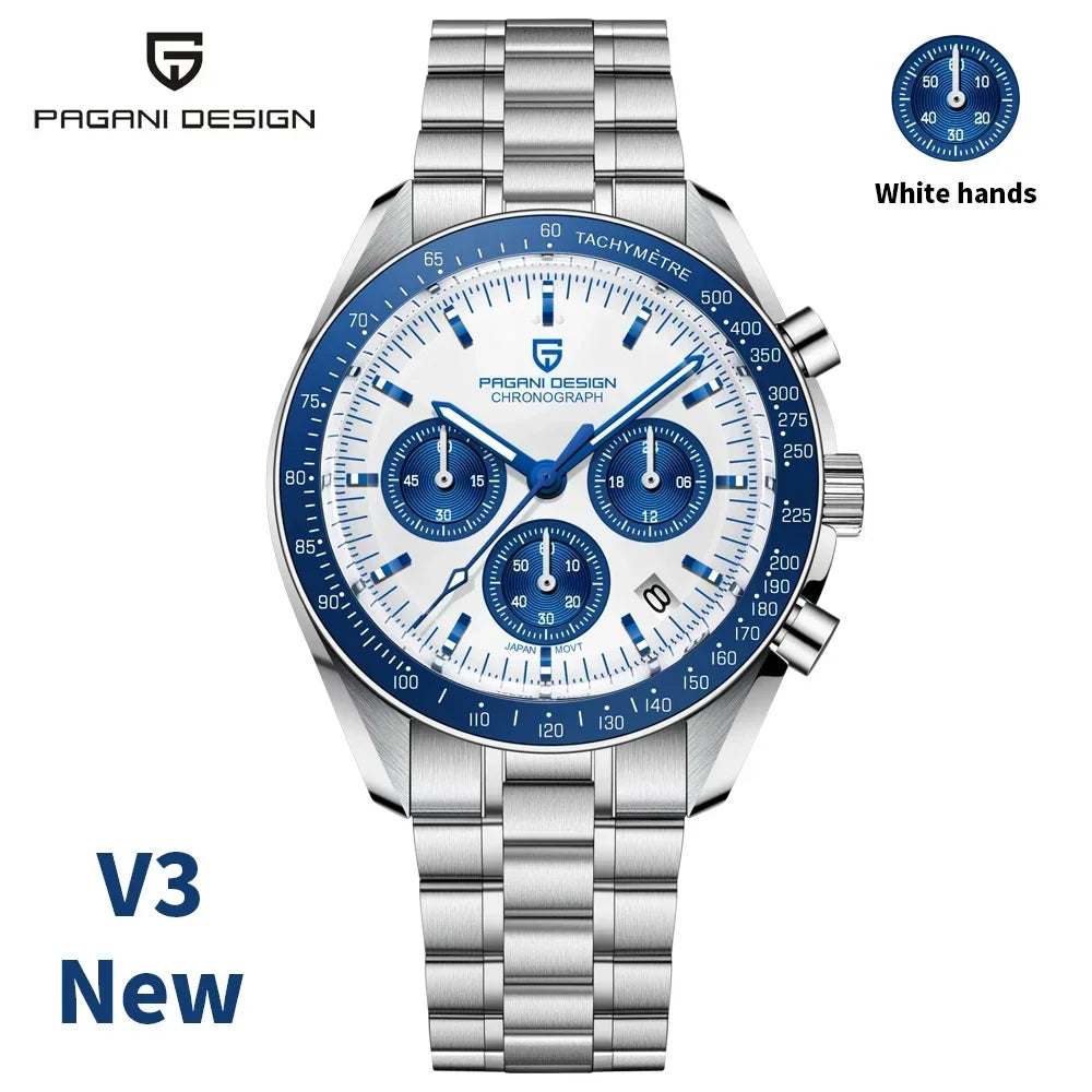 PAGANI DESIGN 2026 Men’s Luxury Quartz Chronograph Watch – AR Sapphire Crystal, Auto Date Speed Wristwatch