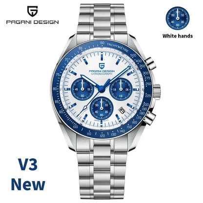 PAGANI DESIGN 2026 Men’s Luxury Quartz Chronograph Watch – AR Sapphire Crystal, Auto Date Speed Wristwatch
